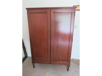 Antique Mahogany Armoire On Wheels Mirror Drawers