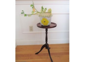 Wood Plant Stand With Italian Pottery And Plant