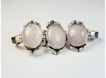 Beautiful Large Sterling Silver Pink Stone Bracelet