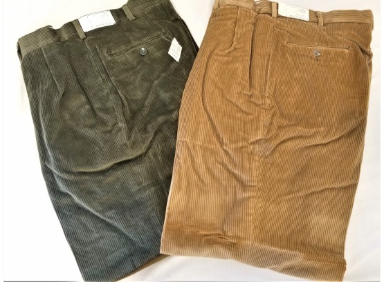 Two Pairs Of Vintage Brooks Brothers Corduroy Pants Size 42W X 37l NEW WITH Tags