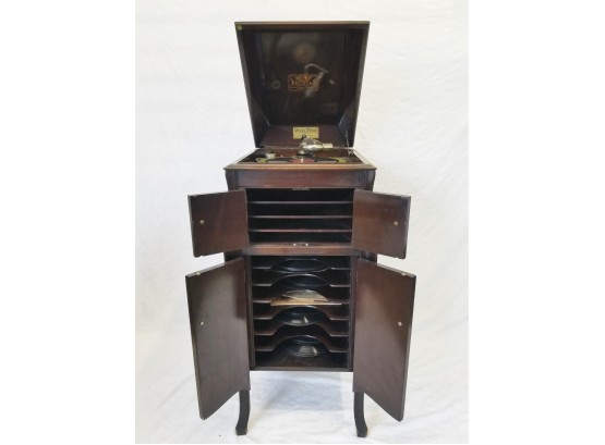 Antique 1920's Wurlizter Victrola VV-X 'Victor Talking Machine' Phonograph With 78 RPM Records