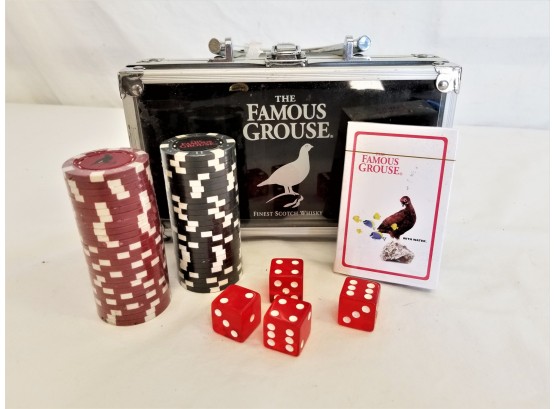 NEW Vintage Famous Goose Scotch Whiskey Poker, Cards, And Dice Set With Case