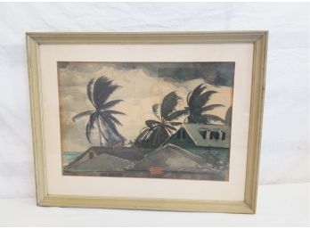 Hurricane Bahamas Watercolor Reproduction By Winslow Homer