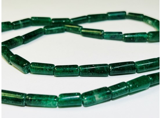 New Green Stone Beaded Sterling Silver Necklace