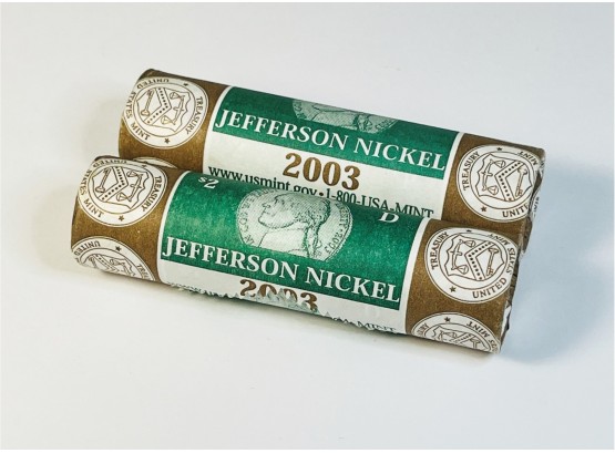 Uncirculated 2003 Jefferson  Nickel Rolls P And D
