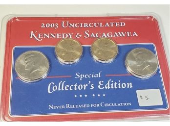 2003 P & D Uncirculated Kennedy Sacagawea Special Collector Edition 4 Coin Set