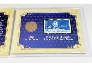 1918 'Comeback' Lincoln Penny And Stamp Collection  In Folder And History