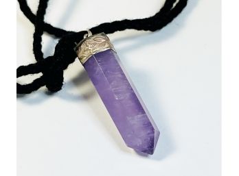 New Sterling Silver Amethyst Pointer Chakra  Pendulum  With Rope Necklace