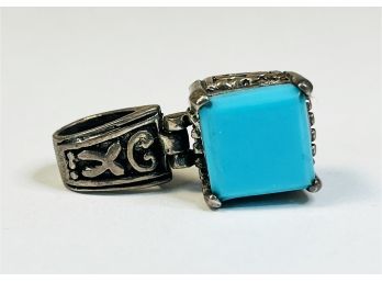 Vintage Sterling Silver Turquoise StonePendant