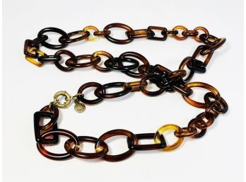 Vintage Giant J. CREW Tortoise Shell Chunky Toggle Chain Link  Necklace