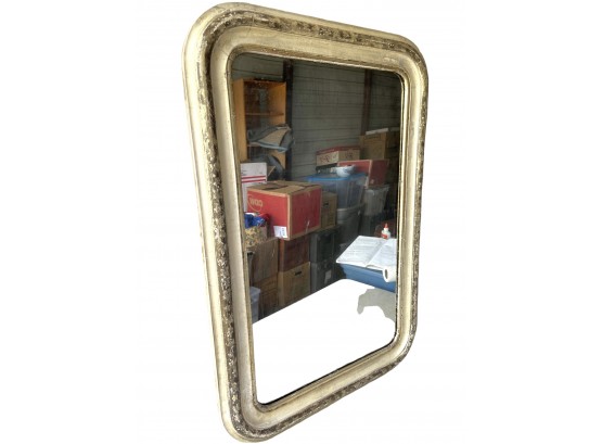 Antique Provincial Wall Mirror With Floral Hand Decorated Frame.