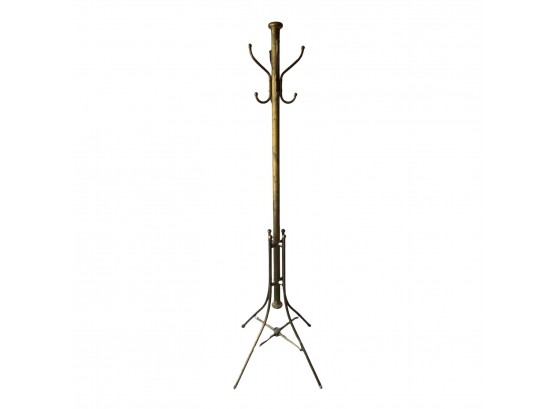 Vintage Brass Coat And Hat Rack, Measures 71.5' Tall