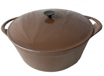 Vintage Cousances/ Le Creuset #31 Brown Enameled Cast Iron Covered Pot.