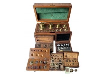 Collection Of Vintage Balance Scale Weight Sets.
