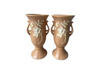 Pair Of Vintage Weller Matching Art Pottery Vases. 9' Tall