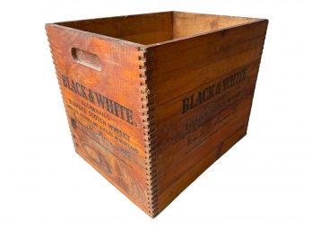 Vintage 'black & White' Wooden Crate With Dovetail Construction.
