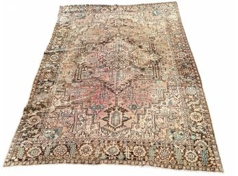 Vintage Room Size Hand Made Wool Pile Persian Rug / Carpet , Measures 8' 9' X 12'3'