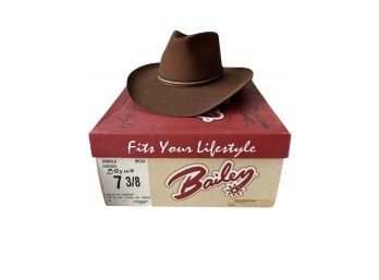 Vintage Bailey Mesa, Brown Cowboy Hat Size 7 3/8. With The Original Box.