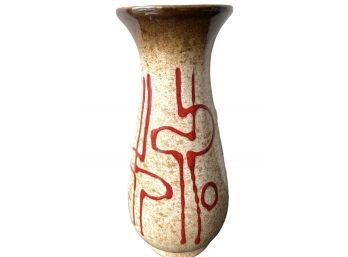 Vintage Mid-century Modern MCM Signed European ? Studio Art Pottery Vase . 8.5'