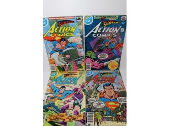4 Comic Lot DC -superman's Action Comics - #490, #491, #495, #496 - 1978-1979