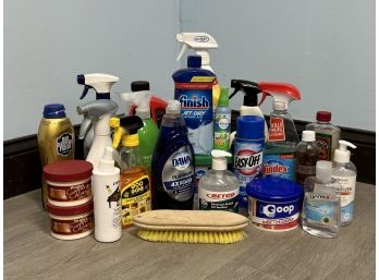 A Large Assortment Of Household Cleaning Products