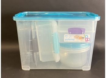 A Small Plastic Tote Full Of Small Plastic Containers