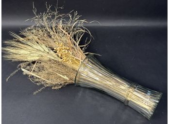 An Interesting Glass Vase With Dried Floral Stems