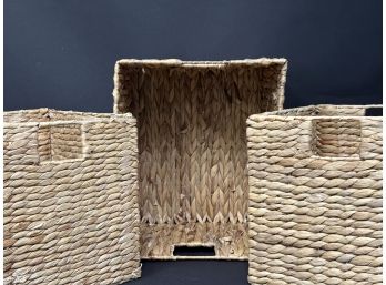 Three Woven Sea Grass Bins, Two Collapsible!