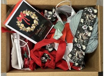 Box Lot: Ribbons, Bows, Tissue Paper & More