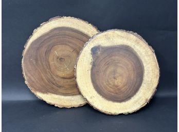 A Pair Of Natural Live-Edge Wood Platters