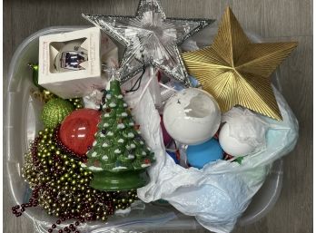 Box Lot: Assorted Holiday Ornaments & Decorations