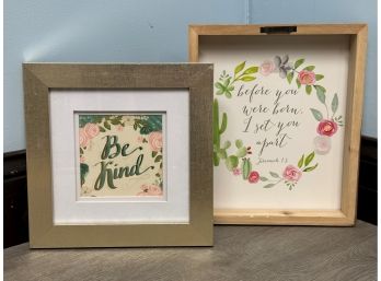 Framed 'Be Kind' & Bible Verse