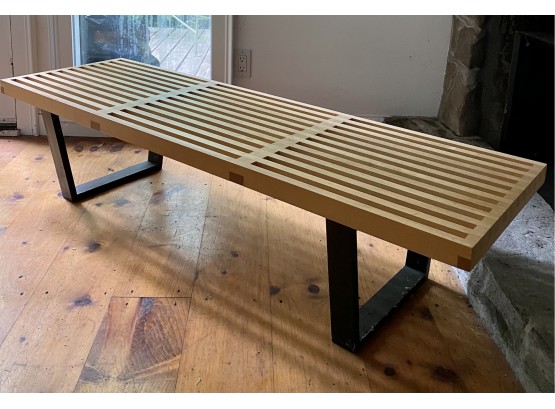 A George Nelson For Herman Miller Style Maple Slatted Bench