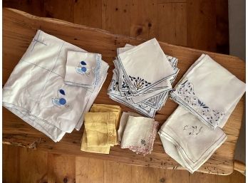 A Lot Of Vintage Embroidered Table Linens