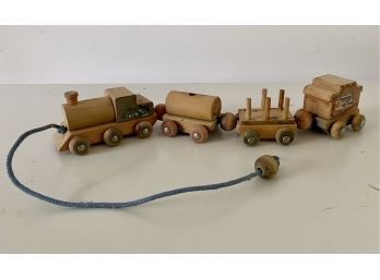 A Vintage Wooden Pull Toy Train