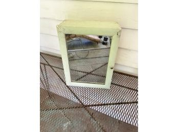 An Antique Green Painted Mirrored Medicine Cabinet