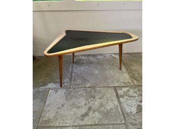 A Mid Century Modern Black And Wood Boomerang Side Table