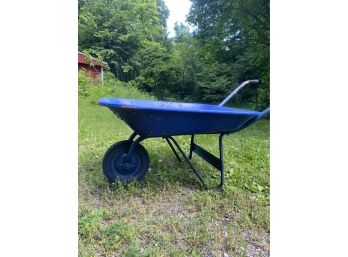 A Cobalt Blue Vintage Wheelbarrow