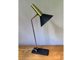 A Mid-century Black And Gold Metal Phillips Desk Lamp