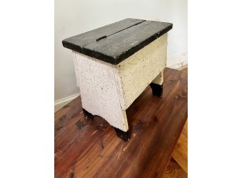 A Handy Little Vintage Painted Step Stool With Crackle