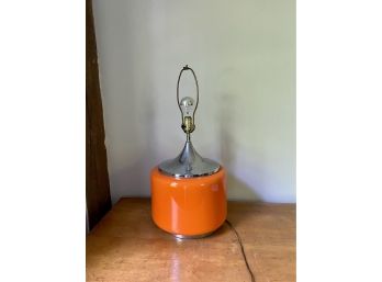 A Substantial Mid-century Orange And Chrome Table Lamp