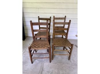 A Set Of 4 Shaker Chairs With Rush Seats