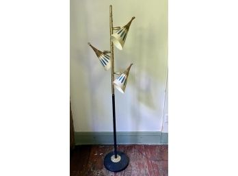 A Mid-century Three Light Floor Lamp With Multi-color Shades