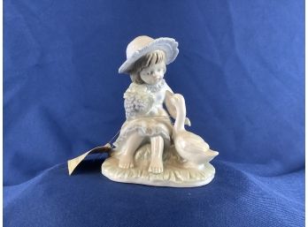 Vintage Girl And Goose Porcelain Figurine
