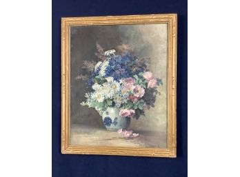 Bouquet Of Flowers Signed Painting