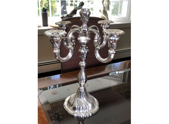 Fabulous Vintage 800 Silver Candelabra By Famous Judaic Silver Firm HAZORFIM - Very Pretty Piece - Stands 15'