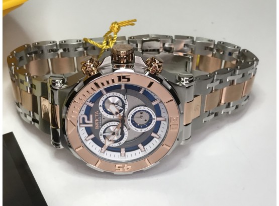 Incredible Brand New $1,495 INVICTA SUBAQUA Chronograph - All Stainless - Rose Gold & Blue / Black Dial WOW !