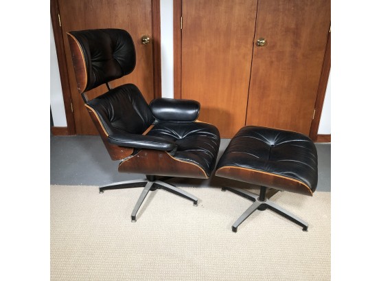 Fabulous Vintage EAMES Style Chair & Ottoman - Aluminium Bases - Estate Fresh - In Storage Since 1986 - WOW !