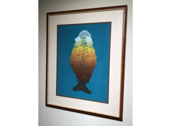 Beautiful Signed & Numbered Print By SYLVIA G FELDSTEIN (1920-2009) Entitled FISH - Low Edition 3/6 - 22 X 27