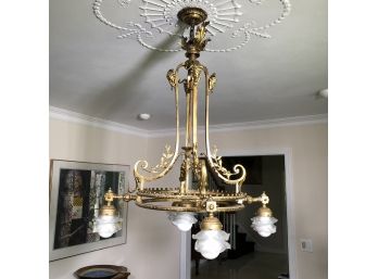 Fabulous Antique French Brass Chandelier - Client Purchased In Europe In The 1970s - Beautiful Piece WOW !